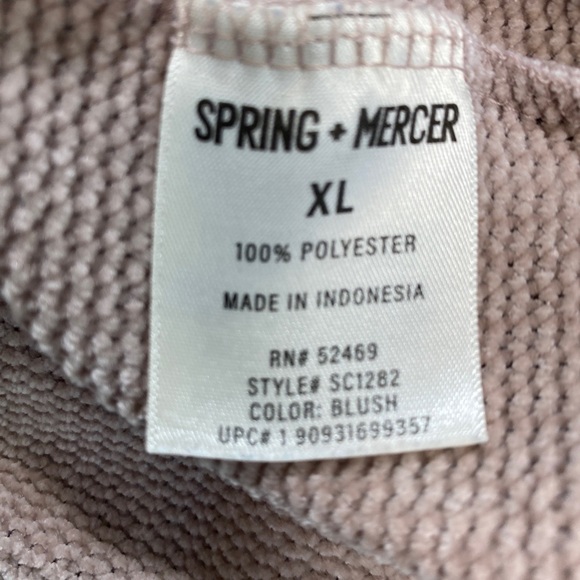 Spring & Mercer XL Pullover Chenille cowl neck light Rose Front Pocket - Picture 15 of 16